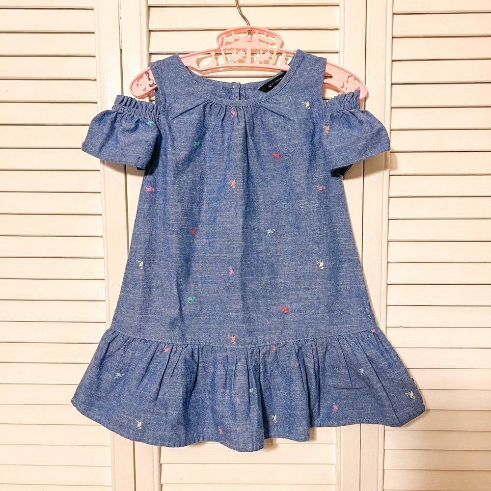 Nautica Chambray Flamingo Dress, Size 2T